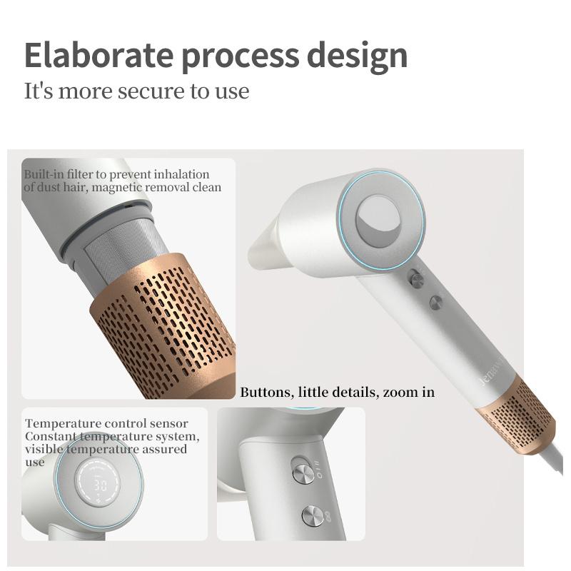 High Speed Hair Dryer With LED Digital Display Screen, Wind Constant Temperature Hair Care Without Damaging Hair, Portable Hair Dryer Quick Drying