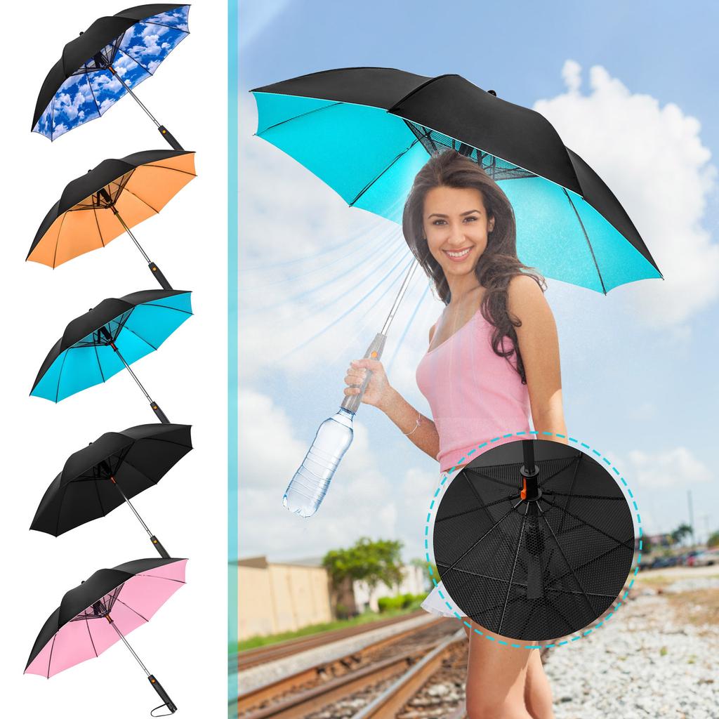 Umbrella With Fan And Mist Spray, Uv Blocking Umbrella With Fan, Umbrella With Fan, USB Rechargeable Sun Umbrella, Cool Umbrella With Fan