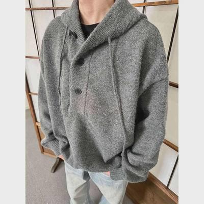 MADEEXTREME Unisex Cozy Knit Hoodie: Autumn/Winter Solid Color Loose Fit
