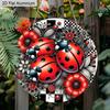 2D Flat Aluminum LadybugRound Metal Sign, Man Cave Wall Art Sign for Front Door, Spring Summer Front Door Decor, Pre-Drilled Holes for Easy Hanging