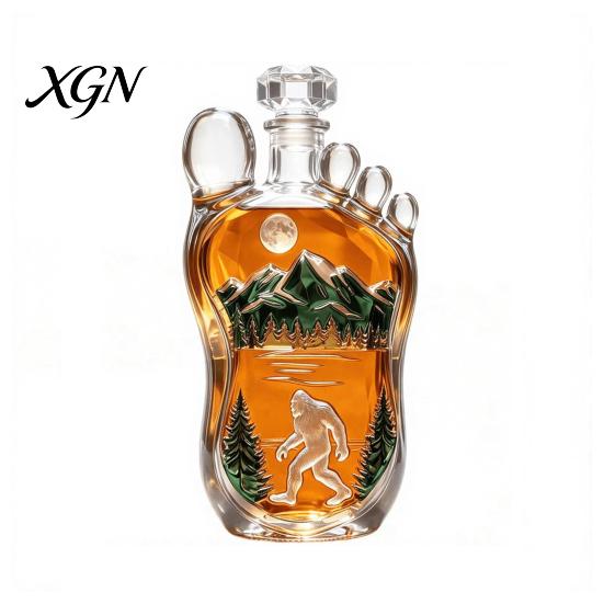 Whiskey Decanter Sasquatch Foot Bottle, Shaped Glass Wine Kitchen Bottle Decorative Liquor for Home Bar Parties High Borosilicate