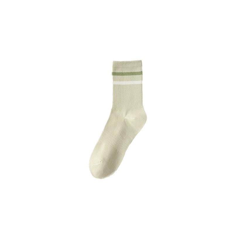Female Spring and Autumn New Casual Stripe Sweat Absorption Breathable No Bone Anti Pilling Long Tube Cotton Socks