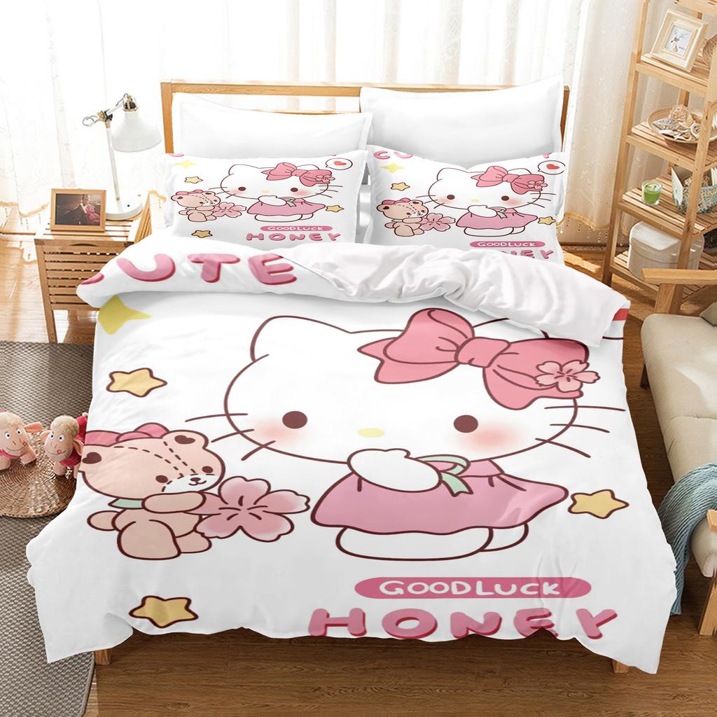 Hello Kitty Sypialnia Dziecięcy Komplet Pościeli Poszewka na Kołdrę Comforte Queen Z Poszewką na Poduszkę Boże Narodzenie Prezenty Dom