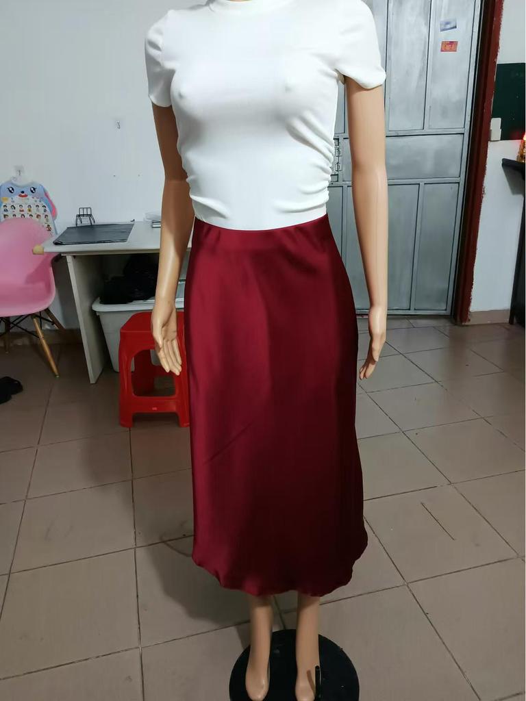 WB Silk Satin Midi Skirt