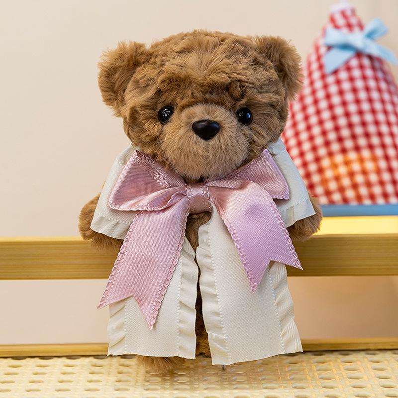 Cartoon Bow Bear Bella Plush Toys for Girls Backpack Pendant Teddy Bear Keychain Event Gift