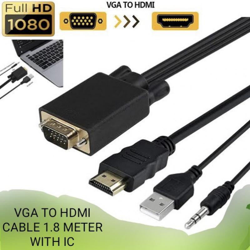 VGA to HDMI Converter Cable with Audio - VGA Male to HDMI Female for PC to TV Connection