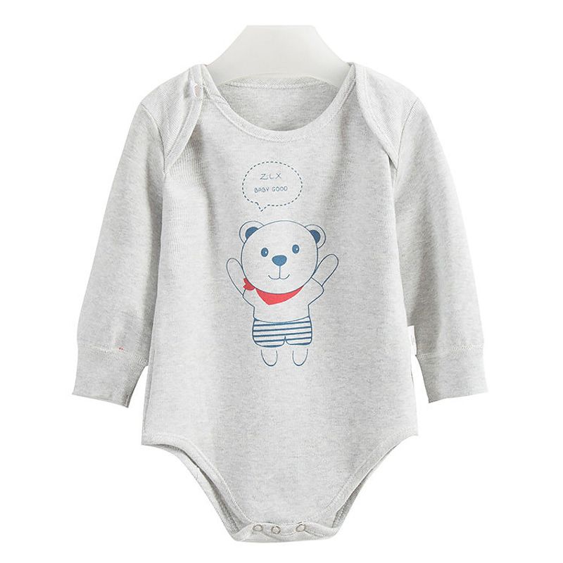 Triangle One-Piece Spring and Autumn Baby Base Cotton Rompers Light gray(Gray 4010) 66