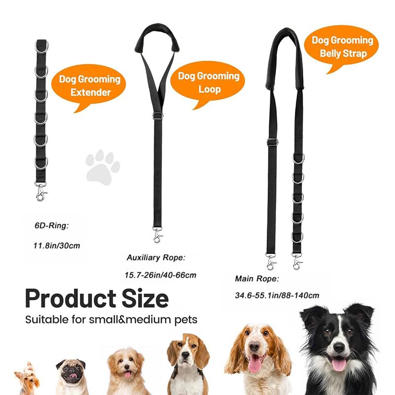 Dog Grooming Loops With Belly Strap For Table Arm Extender, Clamp Loop Bathing Restraint Leash