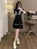 Black Casual Dress Women's Summer Thin Temperament Knitted Small Black Dress Foreign Style Age-reducing Small Skirt