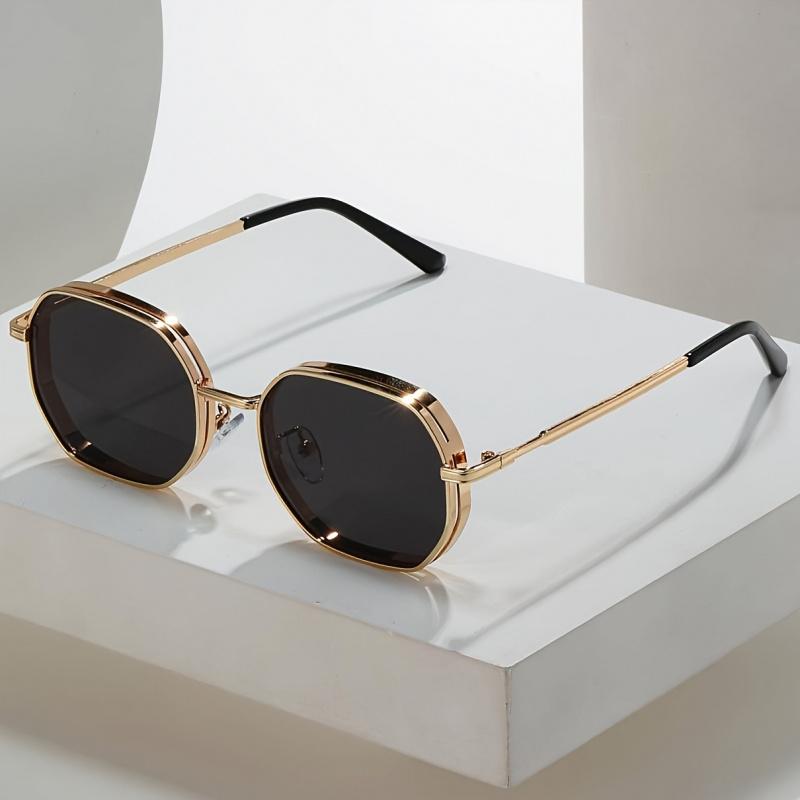 Metallic Punk Style new European and American Hexagonal Fashionable Men's and Women's Sunglasses