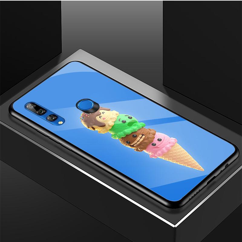 Ice Cream Tempered Glass Phone Case For Huawei Honor 8X 9 10i 20i 20Lite 20Pro 30 Pro Cover Shell