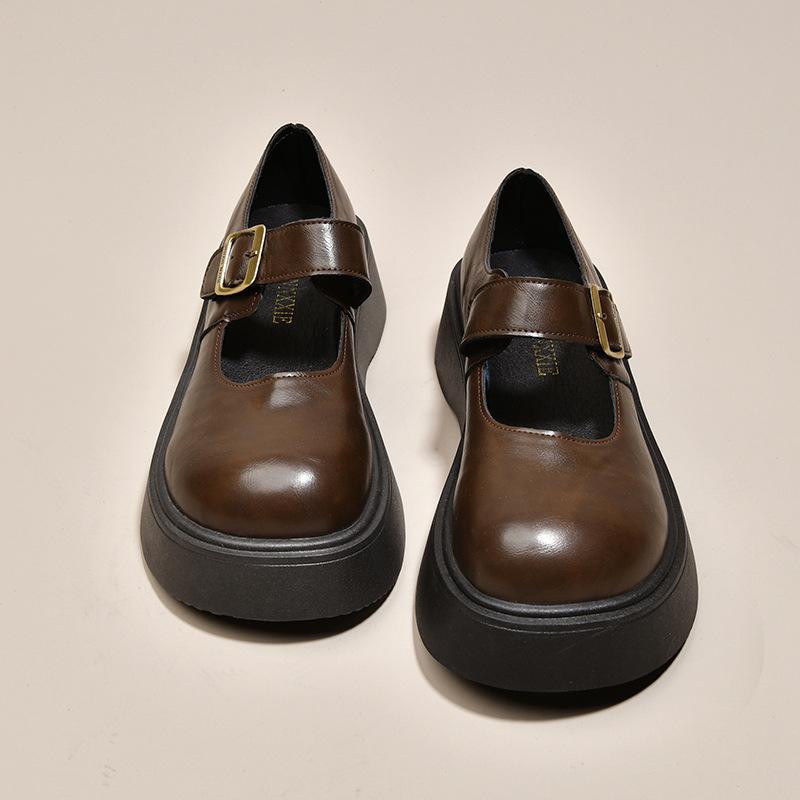 Fashion and lightweight platform small leather shoes for women to wear new single shoes, spring and autumn retro Mary Jane shoes