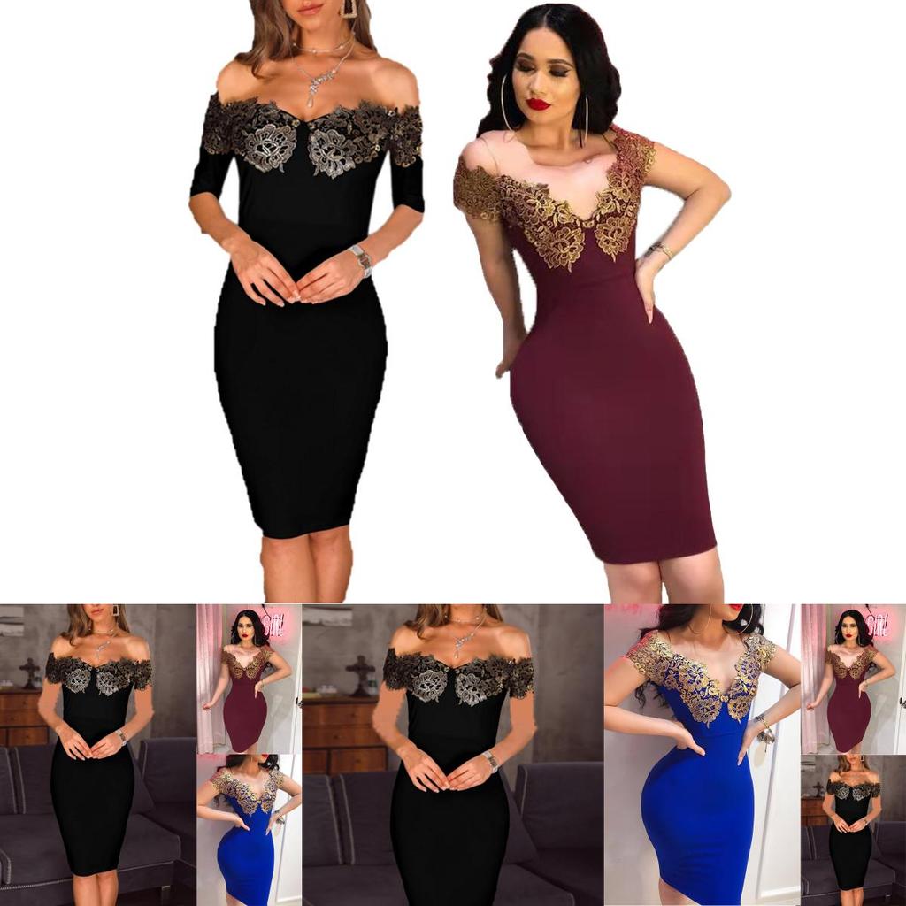 Stunning Women Off Shoulder Deep V-neck Bodycon Backless Mini Dress For Events