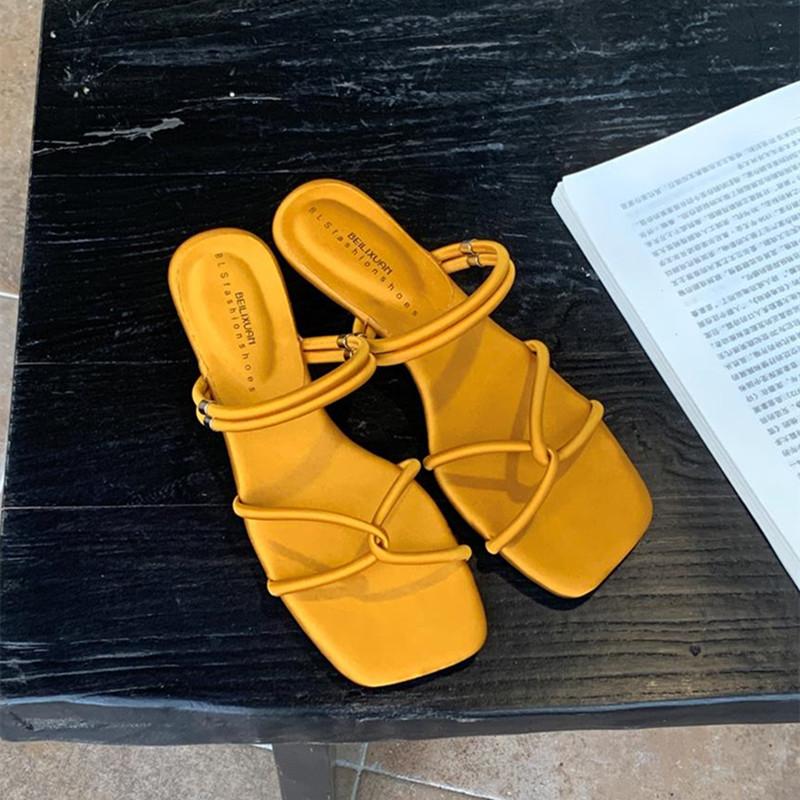 

Fashion Bailamos Summer New Brand Women Sandal Fashion Narrow Band Ladies Elegant Gladiator Shoes Low Heel Outdoor Dress Pumps 39