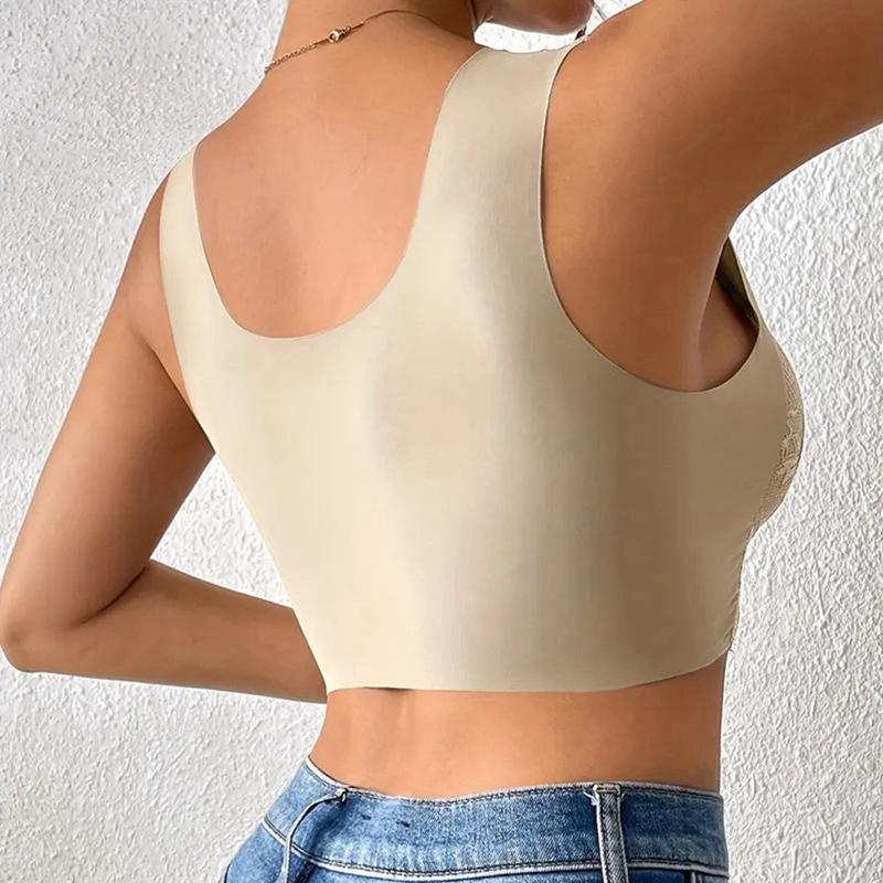 Women's Lace Gathered Sports Bra Comfortable Vest Style Bra