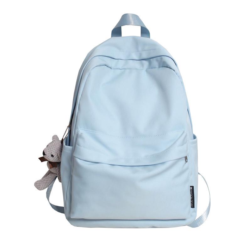 New Large-Capacity Solid Color Versatile Backpack For Female Couples Trendy Bag For Elementary Middle And High School Students