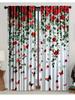 2PC White Red Rose Vine Sheer Curtains - Romantic Floral Butterfly Print Window Drapes for Bedroom Living Room Decor