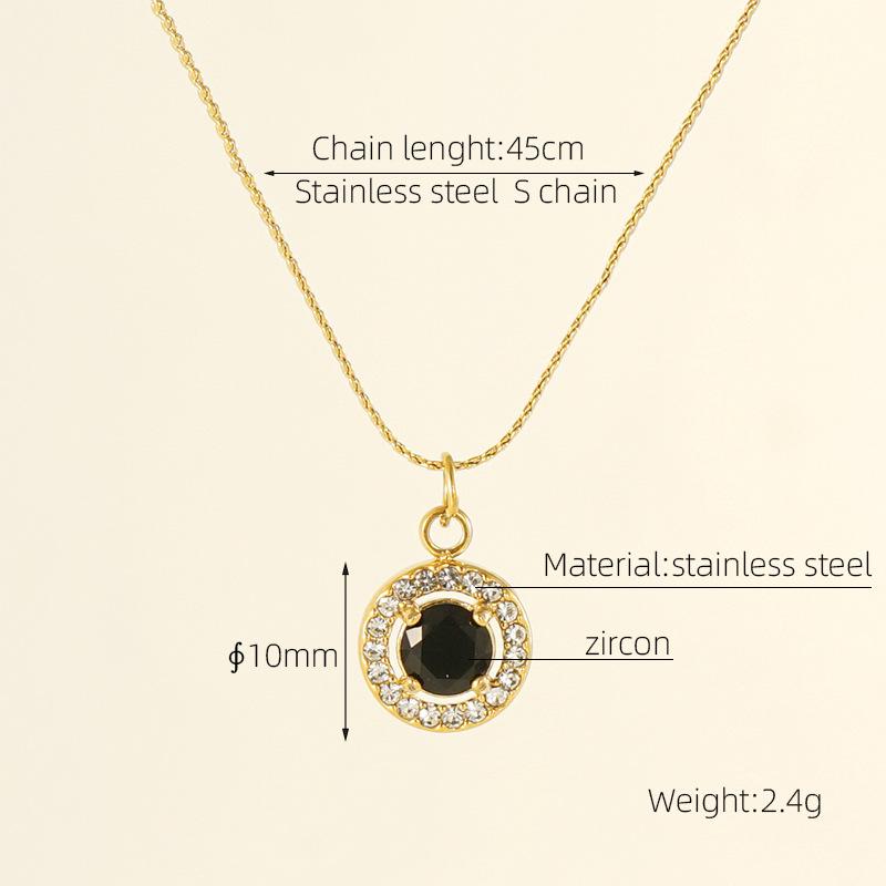 European American Ins Style Double-layer Zircon Titanium Steel Luxury Square Pendant Light Sporty Unisex 18K Gold Necklace