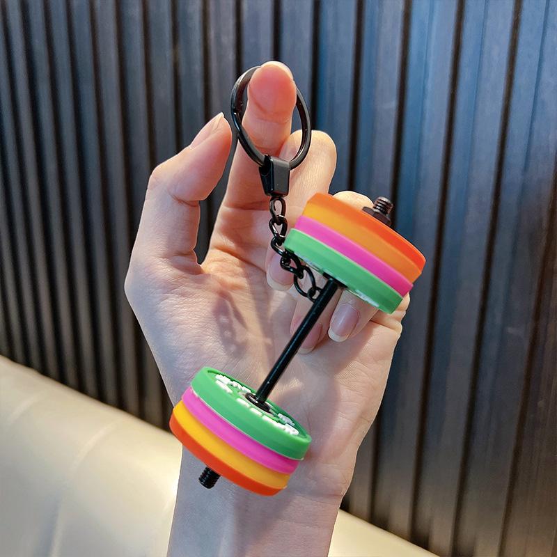 Colorful Dumbbell Keychain: Creative Fitness Pendant and Backpack Ornament жёлтый/оранжевый