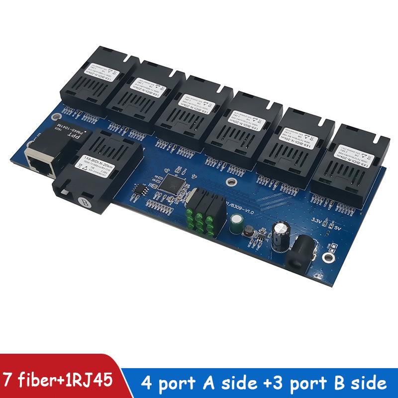 100M 7-Fiber Optic Transceiver with 1-Electric Switch