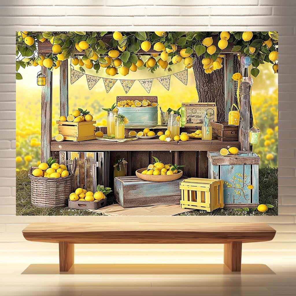 1 lemon water stall themed background banner, suitable for holiday party decoration, suitable for birthdays and weddings
