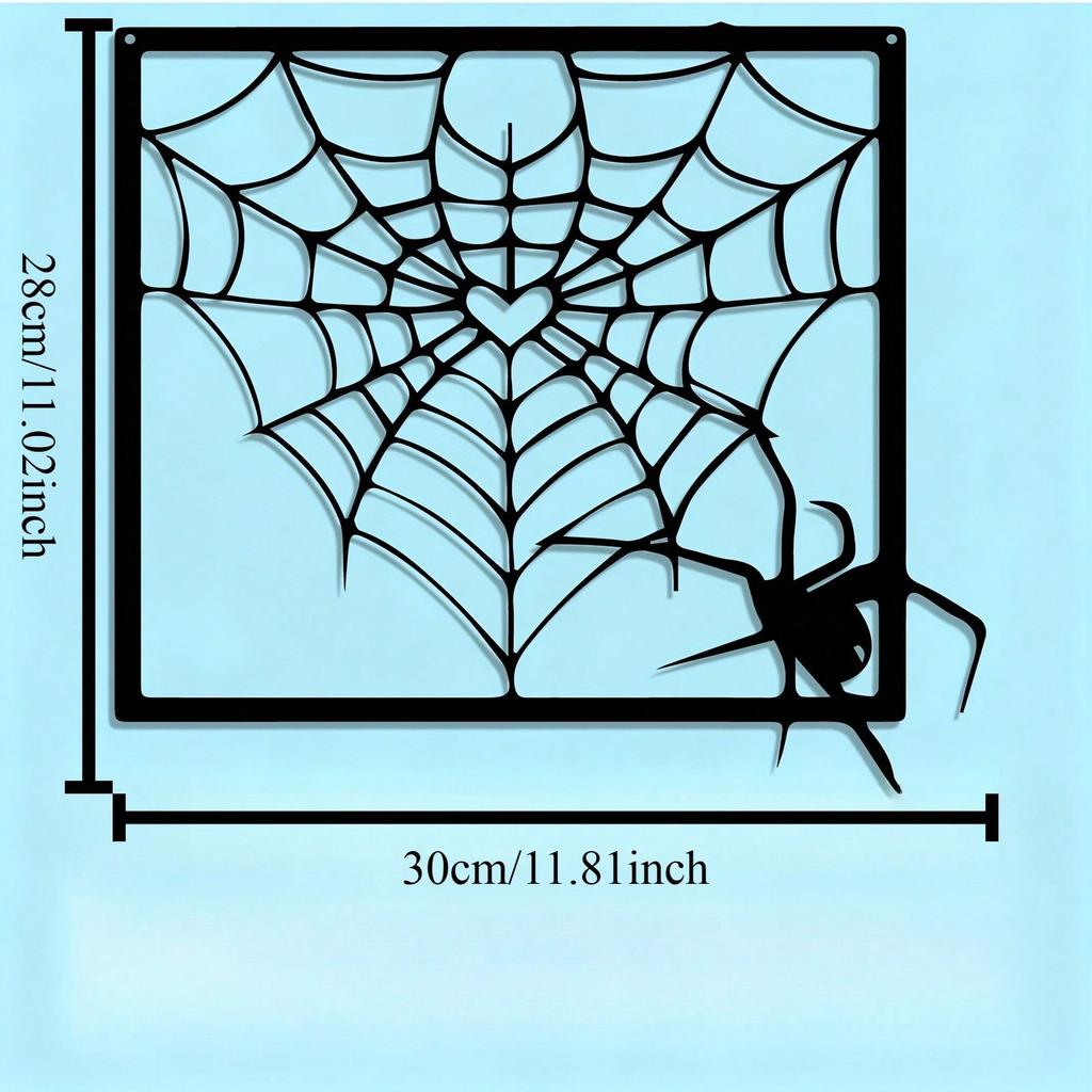 Modern Gothic Spider Web & Heart Metal Wall Art, Rust-Resistant Indoor/Outdoor Decor