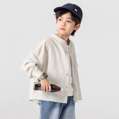 Duo Duo Jia Boys' Lightweight Stand Collar Casual Shirt