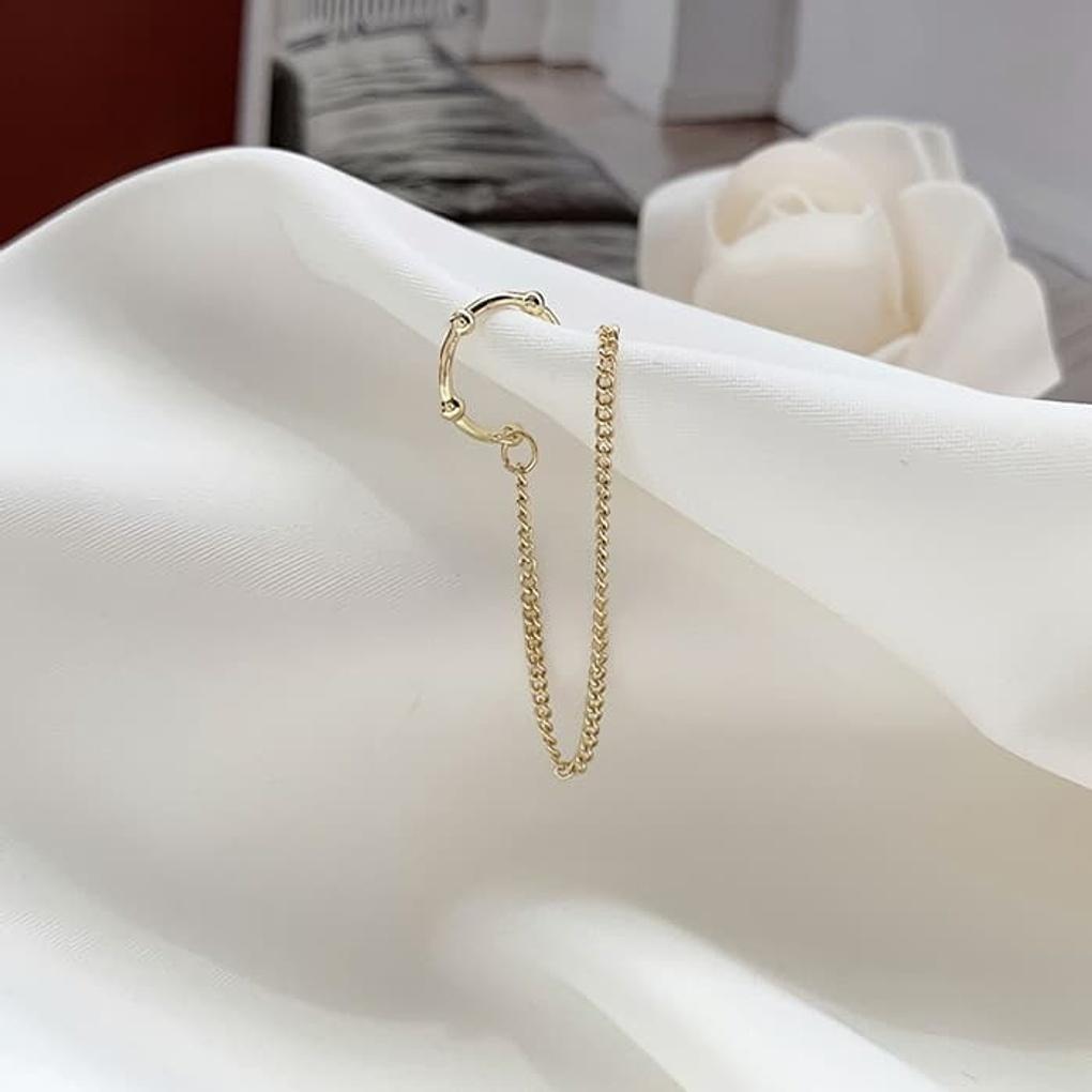 

Daily Ear Cuff Earrings Gold Long Chain Ring gold