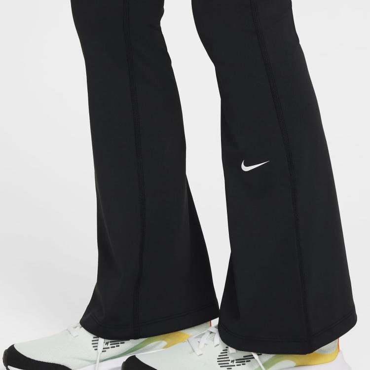 Nike One Dri-FIT Flared Leggings Black White For Girls FZ5609-010