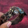 Copper Chrysocolla Bangle Copper Wire Wrapped Adjustable Moonstone Cuff Bracelet