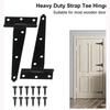 6-Inch T-Shaped Black Iron Door Hinge for Barn Doors - Triangle Slot Bearing Design