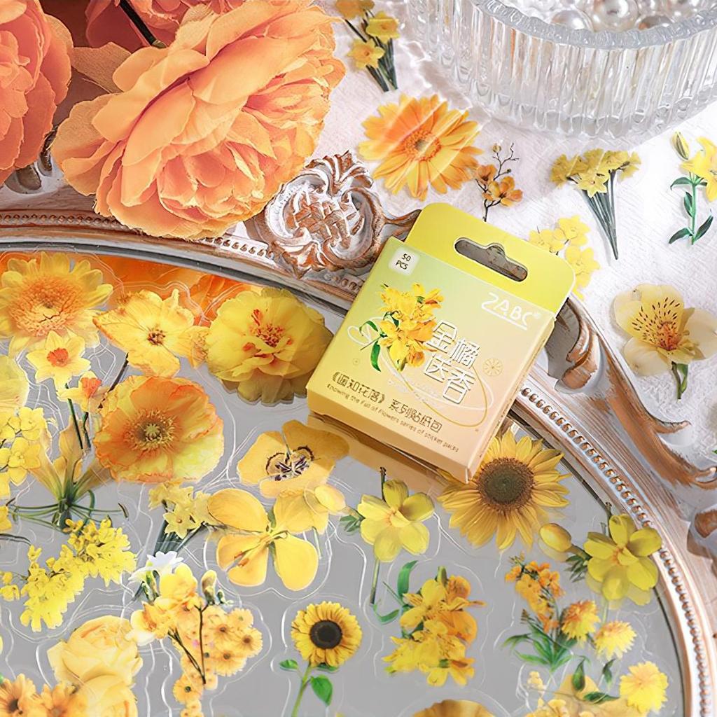 50pcs Flower Fall PET Stickers Set Green Plant Series Decoration Note Sticker Home Diary Book DIY Art