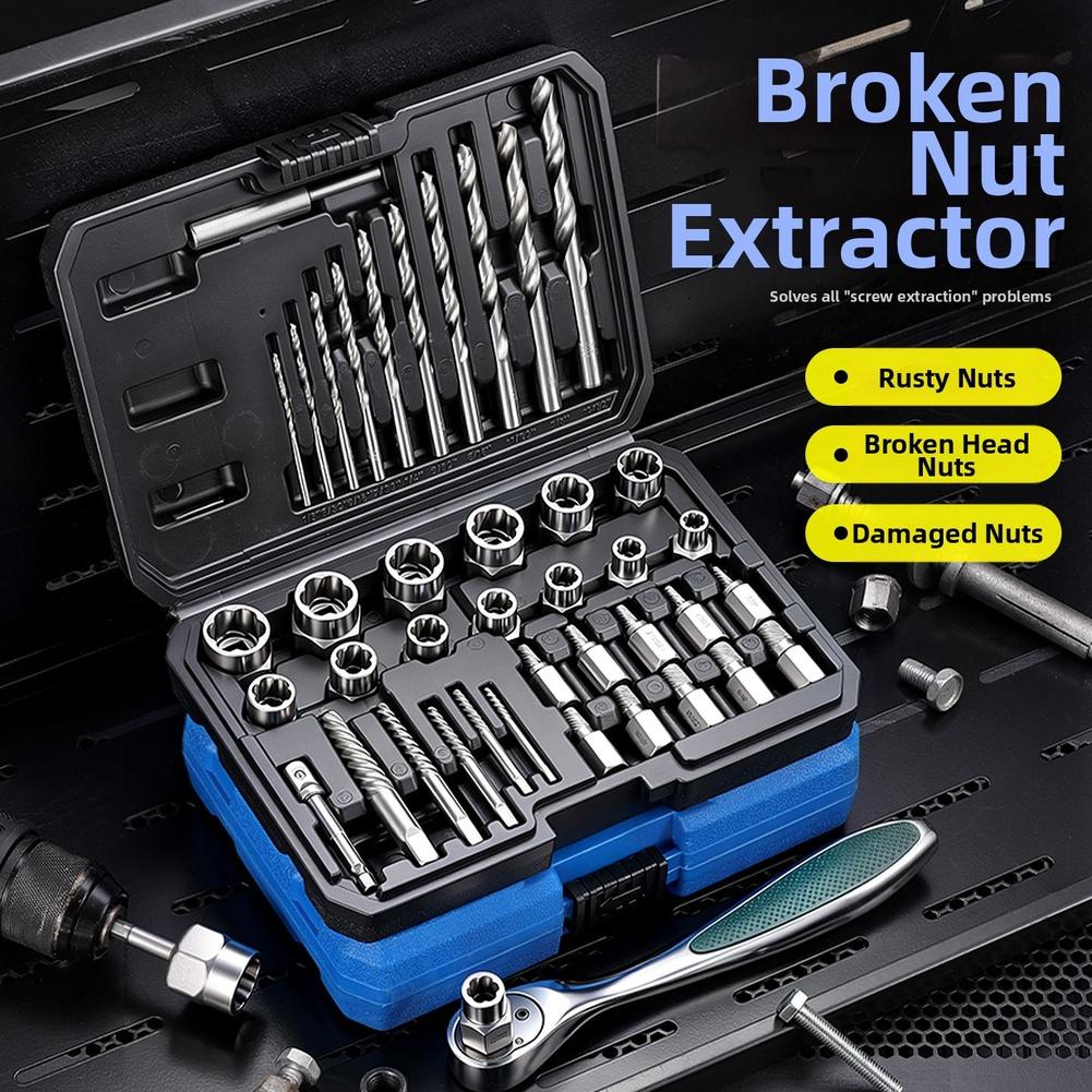 Broken Bolt Nut Extractor Kit 11 18 11 Pieces Set For Home Repair For Rusted Stripped Screw Removal Home Auto Repair Tool Kit