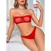 Women Sexy Hollow Out Sheer Mesh Lingerie Two Piece Set