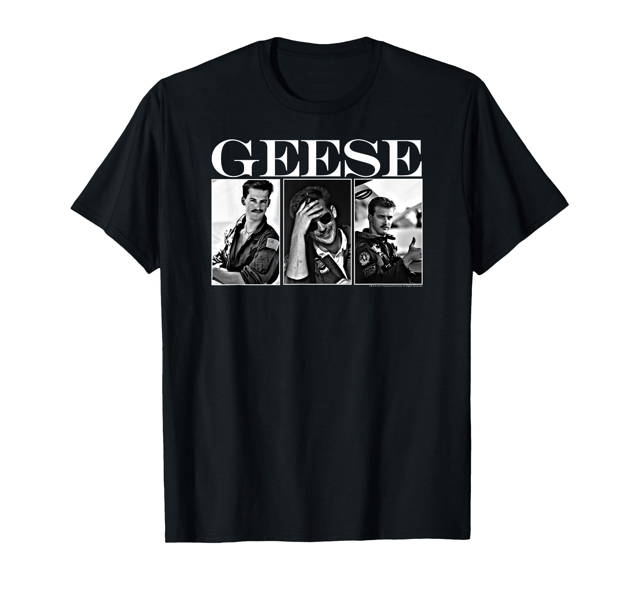 Top Gun Geese Goose Black and White Classic Action Movie T-shirt