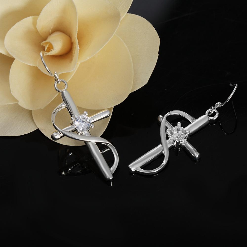 Cercei cu pandantiv din argint 925, formă de cruce și zirconiu AAA, bijuterii de nuntă la modă