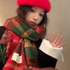 Women's Warm Red Plaid Scarf for Christmas & New Year 2024 - Versatile, Thick & High-End Winter Accessory