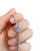 Xiaohongshu small sugar cube ring, flash zircon S111 silver needle pink diamond stud earrings, bracelet, ring accessories, women's models.