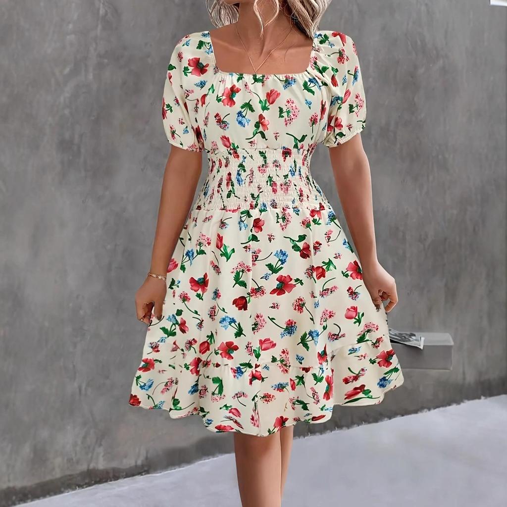 2025 Spring-Summer European & American Dress: Literary French Print, Fresh Fashion Women's Clothing