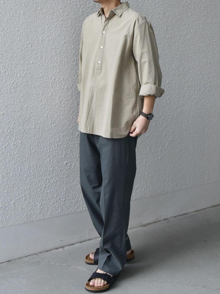 SHIPS any Men's Machine Washable Cotton/Linen 3/4 Sleeve Striped Skipper Pullover Shirt, Beige, Size 711300005, Size S