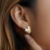 Brass Plated 18k Gold Heart Zircon Stud Earrings For Women