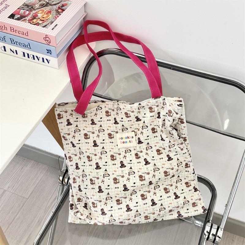

4 contrasting color shoulder canvas bag large capacity work commuter bag student female summer hand