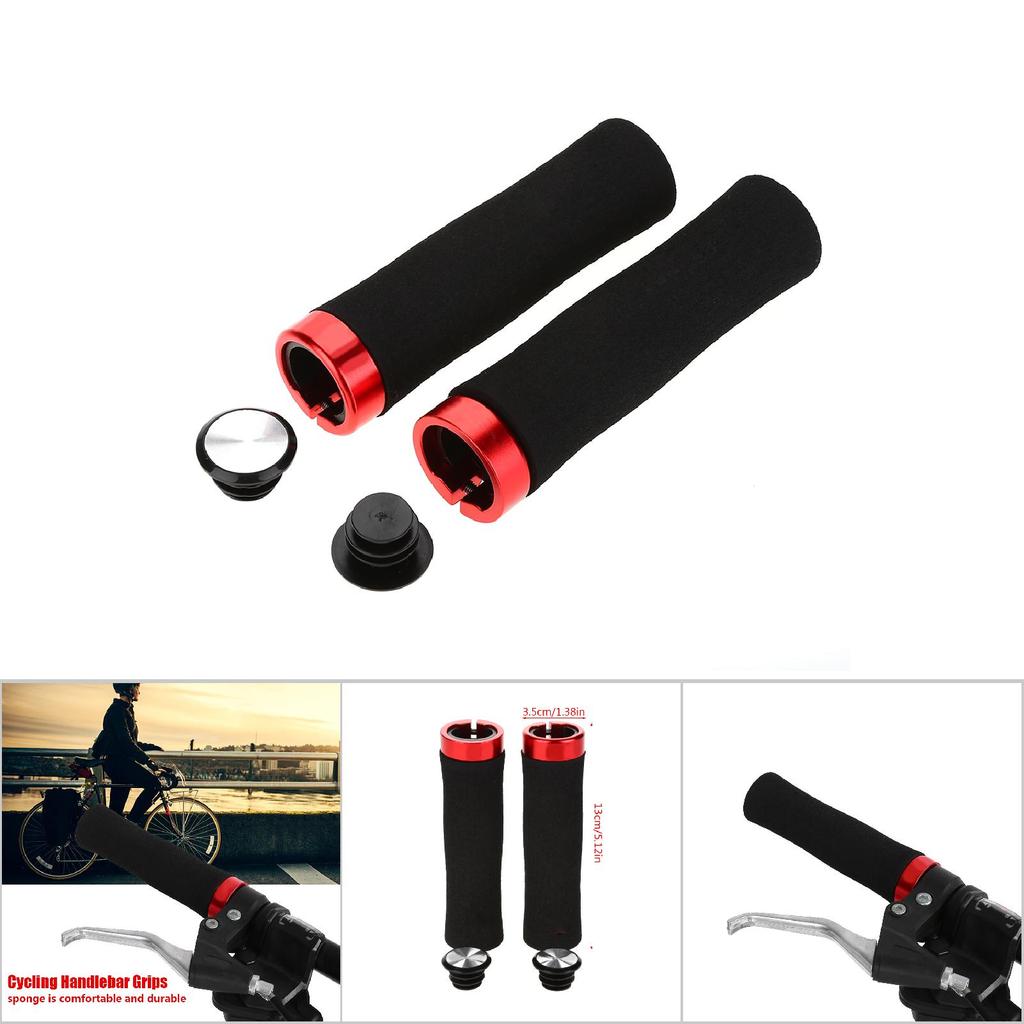 1 Pair Cycling Handle Bar End Bike   Lock on Handlebar Grips Accessory (Black)