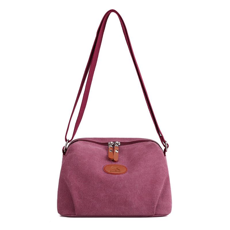 Canvas Shoulder Bag For Women With Zipper Pockets For Daily Use