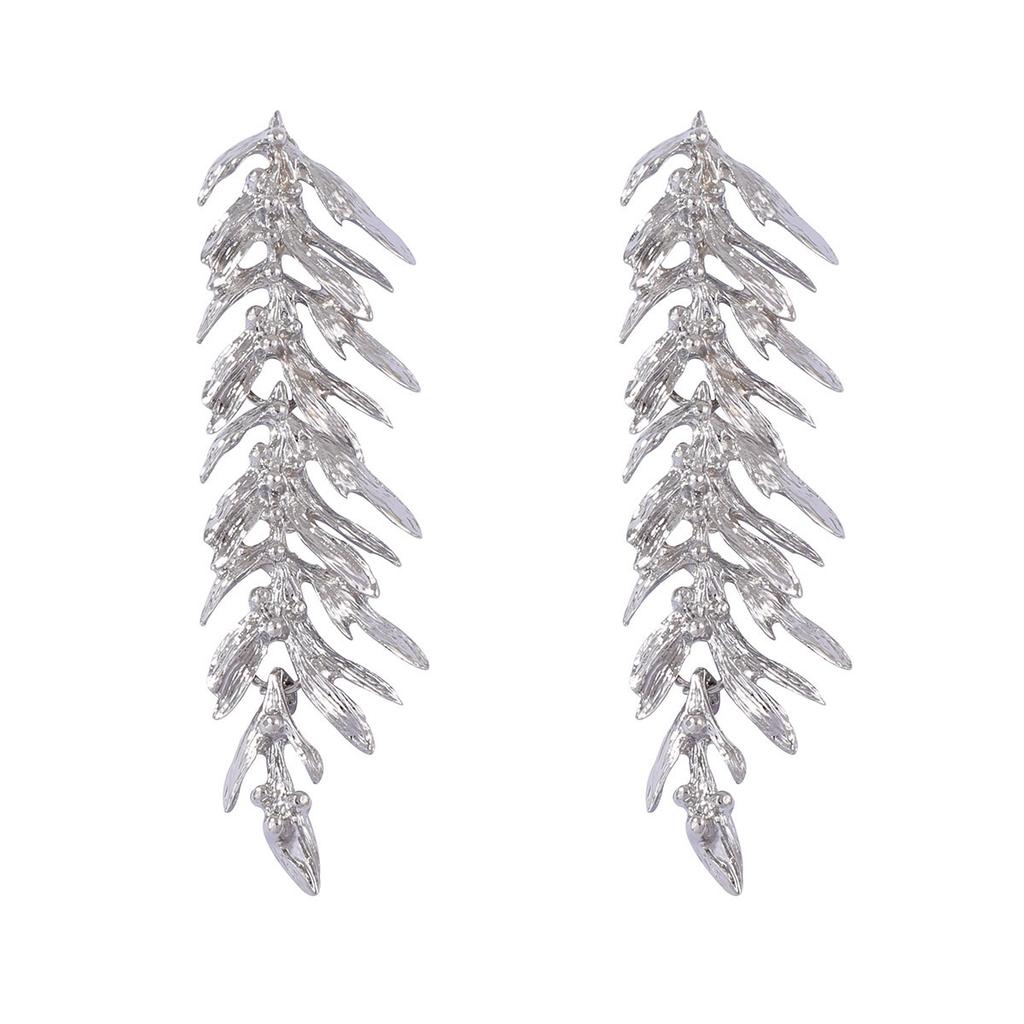 DIGADAGU Metal Leaf Feather Tassel Dangle Earrings New Classic Vintage Earrings Women's Daily Zircon Accessories
