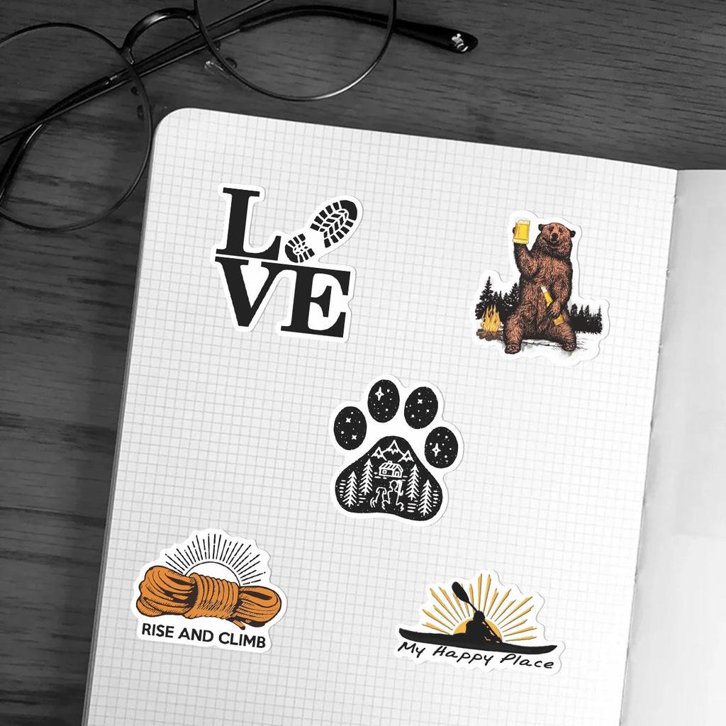 100 Retro Outdoor Camping-Themed Creative Stickers for Journaling & DIY Stationery