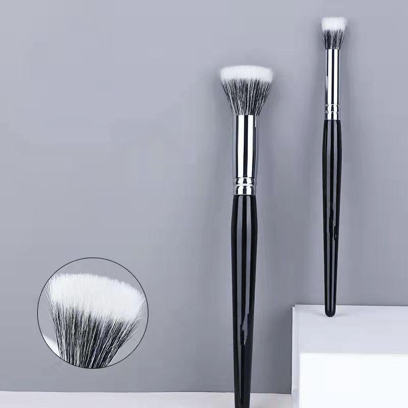 Pudra Allık Fırçası Çift Katlı Yün İnce Açık Tepe Düz Başlıklı Detay Halo Boya Makyaj Fırçası