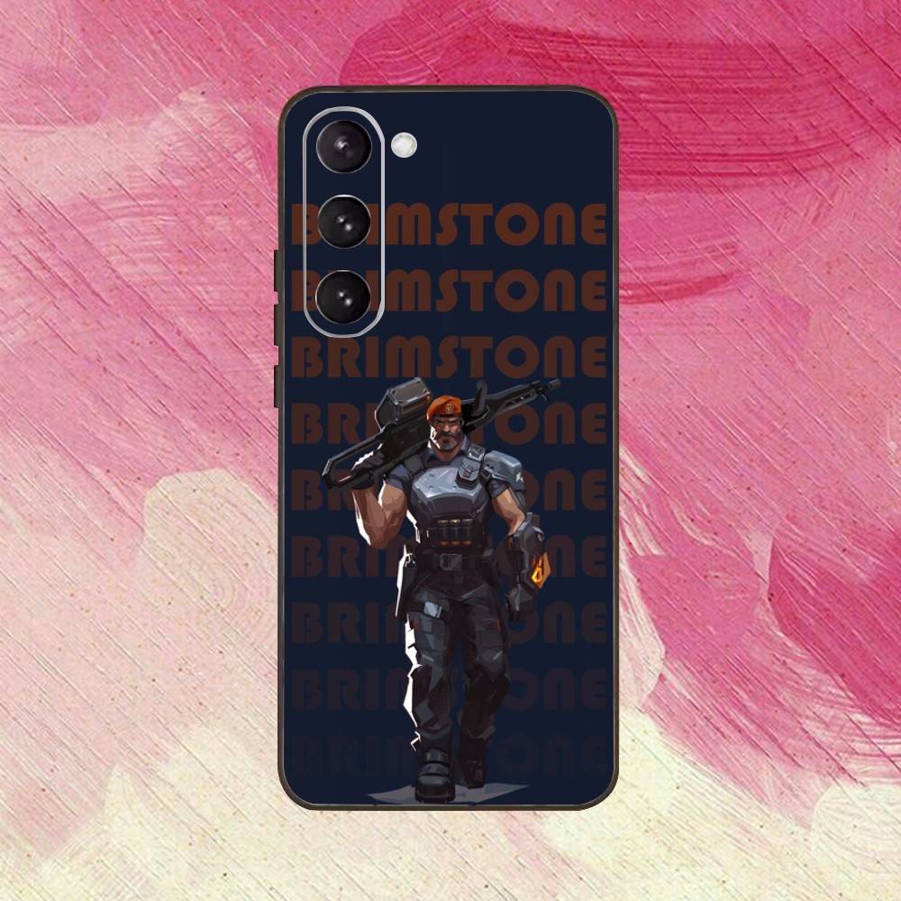 V-Valorant Agent B-Brimstone-ES Phone Case For Samsung Galaxy A73,A72,A71,A70,A53,A52,A51,Others Soft Black Cover