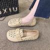 Sandals soft sole hollow mother summer hole model single shoes Doudou shoes flat bottom breathable pregnant women non-slip loafers shoes