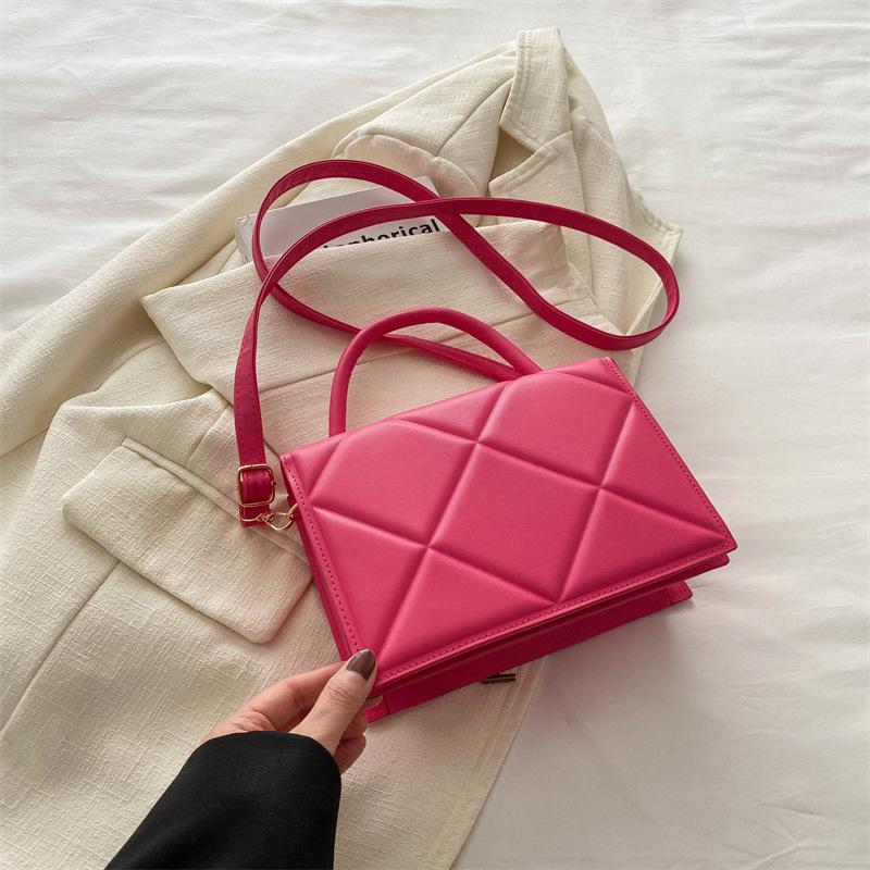 Rhombus Temperament Simple Fashion Handbag 2025 Spring New Versatile Ins Solid Color Messenger Bag Small Square Bag Women